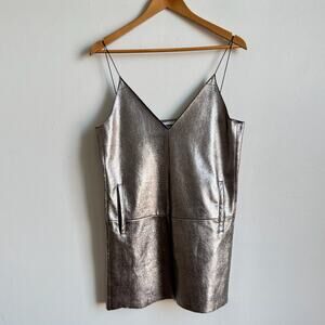 101 SHOWROOM SOL by MOON Silver Vegan Leather Mini Dress